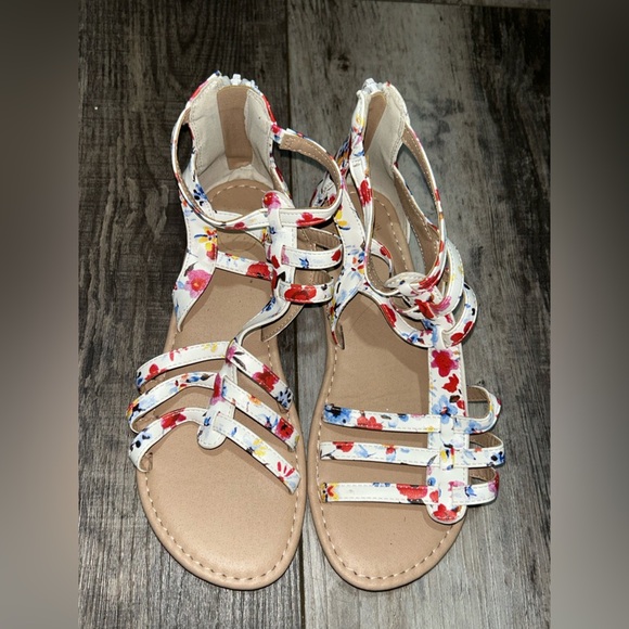 Other - Floral Strappy Sandals - Multicolor